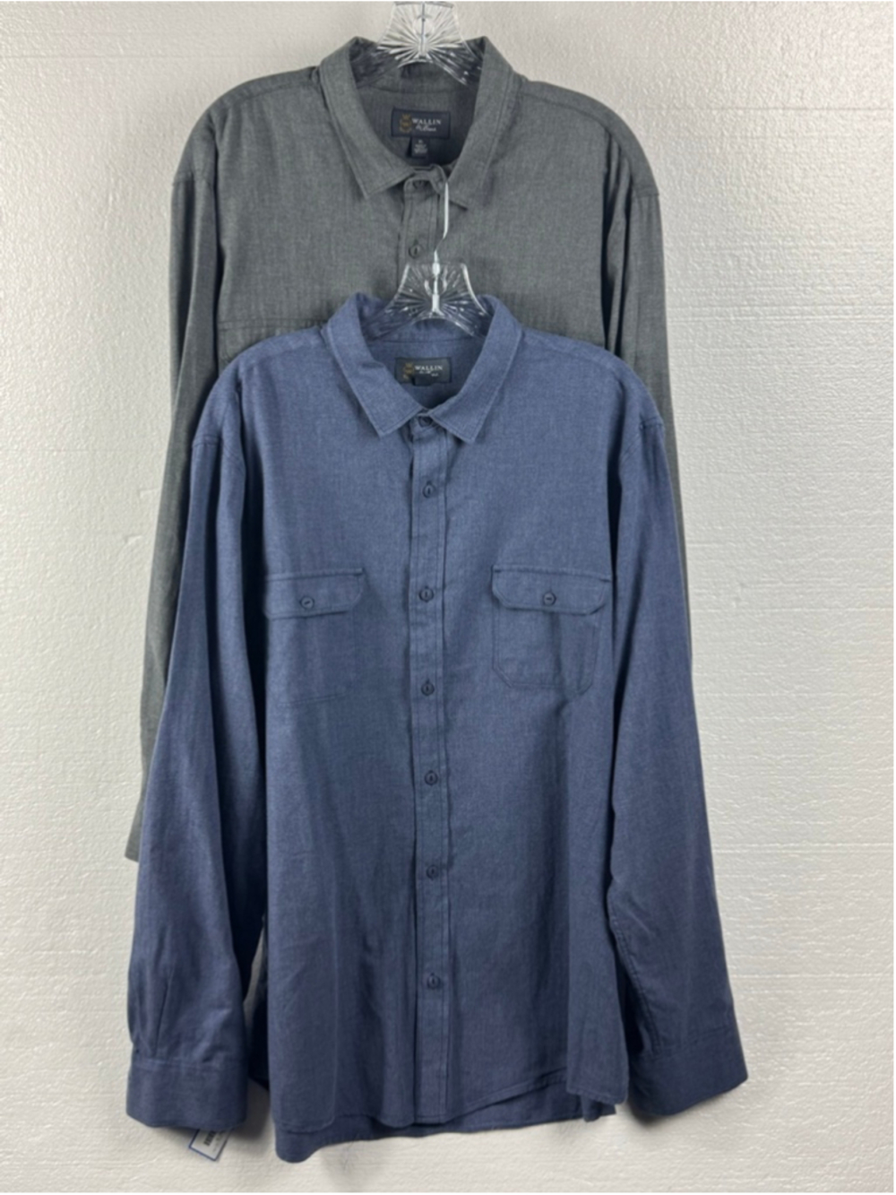 Wallin & Bros. Casual Button Up Longsleeve shirt XL set of 2 Chambray blue/gray
